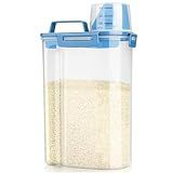 Viretec Rice Airtight Storage Container, 3 to 5Lbs Cereal Dry Food Flour Bin, Pet Dog Cat Food Dispenser with Measuring Cup, BPA Free Clear Plastic Kitchen and Pantry Organization Bin for Sugar, Pasta