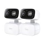Tapo 2K Indoor/Outdoor Pan/Tilt Wired Security Camera - Baby Monitoring, Person & Baby Cry Detection, 360° Motion Tracking, Night Vision, No-Subscription Local Storage or Optional Cloud, C216 (2-Pack)