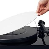 Hudson Hi-Fi Acrylic Turntable Mat – 11.75” Anti-Static Turntable Slipmat with Label Recess – 1/8” Thick Acrylic Platter Mat for Vinyl LP Record Players – White