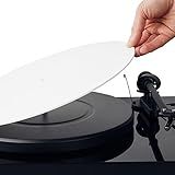 Hudson Hi-Fi Acrylic Turntable Mat – 11.75” Anti-Static Turntable Slipmat with Label Recess – 1/8” Thick Acrylic Platter Mat for Vinyl LP Record Players – White