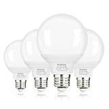 Brtstiun G25 LED Light Bulb, Round Vanity Light Bulbs for Bathroom, 40W LED Equivalent, Daylight White 5000K, Globe Light Bulbs E26 Base, 600LM, Non-Dimmable, 4-Pack