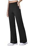 COPYLEAF Wide Leg Yoga Pants Women Stretch Dress Work Pants with Pockets Lounge Casual Sweatpants(Black M)