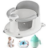 Trankerloop Baby Bath Seat for Babies 6 Months & up, Non-Slip Toddler Bath Seat for Baby & Newborn, Sit Up Bath Seat for Baby,Grey