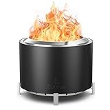 OutVue 27 inch Stainless Steel Smokeless Fire Pit, Outdoor Smokeless Firepit, Wood Burning Fire Pits for Camping, Bonfire, Low Smoke Firepit for Outside (Vertical Hole)