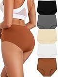 tichers High Waist Seamless Briefs for Women, Soft Full Coverage Underwear & No Show Panties, 5 Pack