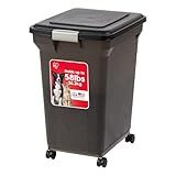 IRIS USA Dog Food Storage Container 58 lbs, Attachable Wheels, for Dog Cat Birds and other Pets, Food Storage Bin, Keep Fresh, Easy Mobility, BPA Free - Made in the USA, Black