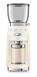 SMEG CGF11 Retro-Style Coffee Grinder – Burr Mill with 30 Grind Settings, Stainless Steel Conical Burrs, Removable Hopper – Precision Countertop Grinder for Espresso, Drip, French Press-Cream