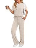 LILLUSORY Womens Lounge Sets 2 Piece Matching Travel Outfits Apricot M