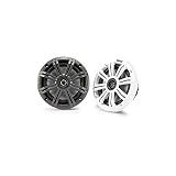 Kicker KM65 6.5-Inch (165mm) Marine Coaxial Speakers with 3/4-Inch Tweeters, 4-Ohm, Charcoal and White Grilles