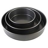 Chicago Metallic Professional 3-Piece Round Cake Pan Set of 6, 8, 10 inch Premium Nonstick Bakeware, Heavy-Weight Carbon Steel for Even Baking, Perfect for Layer Cakes