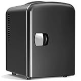 Antarctic Star 4L/6 Can Portable Mini Fridge,Personal Compact Refrigerator,Small Cooler for Food,Drinks or Skin Care, AC/DC for Bedroom, Car, Office & Dorm, Black