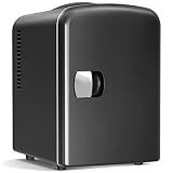Antarctic Star 4L/6 Can Portable Mini Fridge,Personal Compact Refrigerator,Small Cooler for Food,Drinks or Skin Care, AC/DC for Bedroom, Car, Office & Dorm, Black