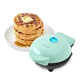 Dash Mini Waffle Maker- Compact Electric Iron for Creative Homemade Treats - PTFE nonstick surface - Easy-to-Clean - Perfect for Kids & Families - Aqua