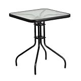 Flash Furniture Barker 23.5" Square Indoor/Outdoor Tempered Glass Patio Side Table, Outdoor Patio Table for Commercial or Residential Use, Clear/Black