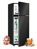 F.W.WOOLWORTHS 3.8 Cu.Ft Refrigerator with Freezer, 2 Doors Fridge with Adjustable Thermostat Control, Refrigerator for Kitchen, Dorm, Apartment, Garage, Office, Black