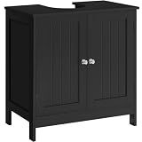 TEENFON Pedestal Sink Storage Cabinet, Under Sink Cabinet with 2 Doors & Shelf, Under Bathroom Sink Cabinet, Pedestal Sink Storage for Bathroom, Black