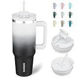 BJPKPK 40 oz Insulated Tumbler with Handle & Straw, Stainless Steel
