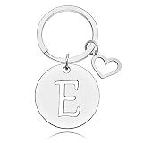 Baipilu Initial Alphabet Letter A-Z Keychain for Women Men Purse Handbags Metal Alphabet Initial Letter Pendant Keyring Gift (E)