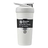 BlenderBottle Sport Insulated Stainless Steel Shaker Bottle with Wire Whisk, 24-Ounce, White – Protein Shakes & Hydration for Athletes & Fitness Enthusiasts, Easy Mixing, Keeps Drinks Cold, Lockable Lid