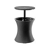 Keter Pacific Cool Bar Outdoor Patio Furniture and Hot Tub Side Table with 7.5 Gallon Beer and Wine Cooler, Dark Grey