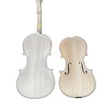 Yinfente Unglued White Acoustic Violin 4/4 Full Size Unfinished Flame Maple & Spruce Wood Top And Maple Violin Neck