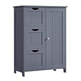 VASAGLE Bathroom Floor Storage Cabinet, Freestanding Bathroom Storage Unit with 3 Drawers, 1 Adjustable Shelf, 11.8 x 23.6 x 31.5 Inches, Slate Gray UBBC049G01