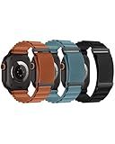 Alpine Loop Compatible With Apple Watch Ultra 3/Ultra 2/Ultra, 49mm 46mm 45mm 44mm 42mm 41mm 40mm 38mm Alpine Nylon Watch Band for iWatch Ultra/SE 3/SE 2/SE Series 11 10 9 8 7 6 5 4 3 2 1 (3P-Black+Terra Cotta+Light Blue, 44/45/46/49/42mm-(Series 1/2/3))