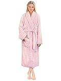 PAVILIA Premium Womens Plush Soft Robe Fluffy, Warm, Fleece Sherpa Shaggy Bathrobe (S/M, Light Pink)