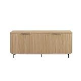 Walker Edison Reema Fluted 4-Door Kitchen Sideboard Buffet Console, 69 Inch, Coastal Oak