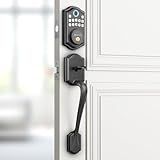 AkaGear DS10 Keyless Entry Door Locks - Keypad Lock with Handle Set, Fingerprint Deadbolt, Smart Locks for Front Doors, Auto-Lock & One Touch Locking, 2 Keys, Easy Installation
