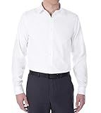 Calvin Klein Men's Slim Fit Non-Iron Herringbone Point Collar Dress Shirt, White, 15.5" Neck 32"-33" Sleeve