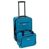 Rockland Fashion Softside Upright Luggage Set, Expandable, Wheel, Telescopic Handle,Turquoise, 2-Piece (14/19)