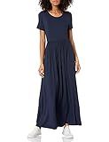 Amazon Essentials Women's Short-Sleeve Waisted Maxi Dress (Available in Plus Size), Navy, X-Large