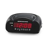 Digital Alarm Clock | AM/FM Clock Radio with Red LED Display, Loud Alarm for Heavy Sleepers | Desk or Bedside Clock