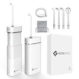 WARMSIMPLE Water Flossers for Teeth, Travel Portable Cordless Oral Irrigator Water flosser, Mini 4 Tips 3 Modes Teeth Cleaner, IPX7 Waterproof Water Floss for Brace Tooth, White
