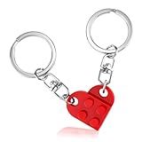 BOBIPRO Couples Matching Stuff Gifts - Red Heart Keychain, Matching Couple Heart Keychains Decorations Christmas Valentines Day Gifts for Boyfriend Girlfriend