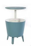 Keter Modern Cool Bar Outdoor Patio Furniture and Hot Tub Side Table with 7.5 Gallon Beer and Wine Cooler, Teal