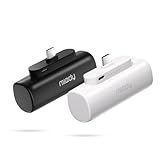 Miady 2-Pack 5000mAh Mini Portable Charger with Built-in Type C Connector, 5V 2.4A USB-C Output Fast Charging Small Power Bank, Compact Battery Pack Compatible with iPhone 17/16/15 Galaxy S24/S22 iPad