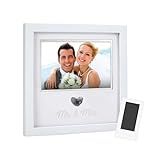 Pearhead Heart Thumbprint Photo Frame and Ink Kit, Wedding Keepsake Registry or Reception Idea, Clean-Touch Pad Included, Bridal Shower Gift, Wall Mount or Tabletop Display, 4x6 Photo, White