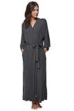 Women's Maternity Full Length Robes - Soft Dressing Gown Sleepwear, Dark Grey