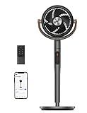 Dreo Pedestal Fan with Remote, PolyFan 513S, 43'' Quiet Standing Fan for Home Bedroom, 120°+105° Smart Oscillating Floor Fans with Wi-Fi/Voice Control, Works with Alexa/Google, 6 Modes, 8 Speeds,Grey