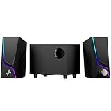 Nylavee Computer Speakers with Subwoofer, 2.1 Hi-Fi PC Speakers System with 6 Lighting Modes, Enhanced Bass, Plug and Play, USB/USB-C Powered and 3.5mm Aux in for Desktop, Monitor, Laptop, Tablet