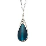 Yinahawaii Handmade Sea Glass Necklace, Hawaiian Jewelry For Women, Braided Teardrop Necklace, Unique Sea Glass Jewelry For Women Birthday Gift (Teal)