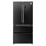 VEVOR French Door Refrigerator, 18.9 Cu. Ft. Kitchen Fridge, Counter Depth French Refrigerator with LED Display and 4 Casters, Frost-Free Bottom Freezer Refrigerators for Home & Commercial Use, Black