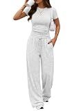 Trendy Queen Womens 2 Two Piece Set 2026 Summer Workout Vacation Gym Clothes Fall Fashion Lounge Matching Airport Travel Outfit Resort Wear Fitness Athleisure Clothing