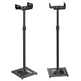 PERLESMITH Universal Speaker Stands for Surround Sound -Height Adjustable Extend 33.3”to 45.1”, Floor Speaker Stand for Satellite & Studio & Bookshelf Speakers up to 11LBS,1 Pair Black, PSSS2