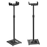 PERLESMITH Universal Speaker Stands for Surround Sound -Height Adjustable Extend 33.3”to 45.1”, Floor Speaker Stand for Satellite & Studio & Bookshelf Speakers up to 11LBS,1 Pair Black, PSSS2