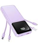 Portable Charger with Built in Cable - 20000mAh Fast Charging 22.5W Power Bank USB C LED Display Slim Battery Pack 5 Outputs & 3 Inputs for Travel Essentials iPhone Samsung Android Phones Tablets