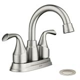 Moen Idora Spot Resist Brushed Nickel Two-Handle Centerset Bathroom Sink Faucet with Drain Assembly, 84115SRN