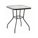 Four Seasons Courtyard Sunny Isles 24 Inch Outdoor Patio Bistro Dining Table Backyard Squared Furniture with Tempered Glass Tabletop, Black